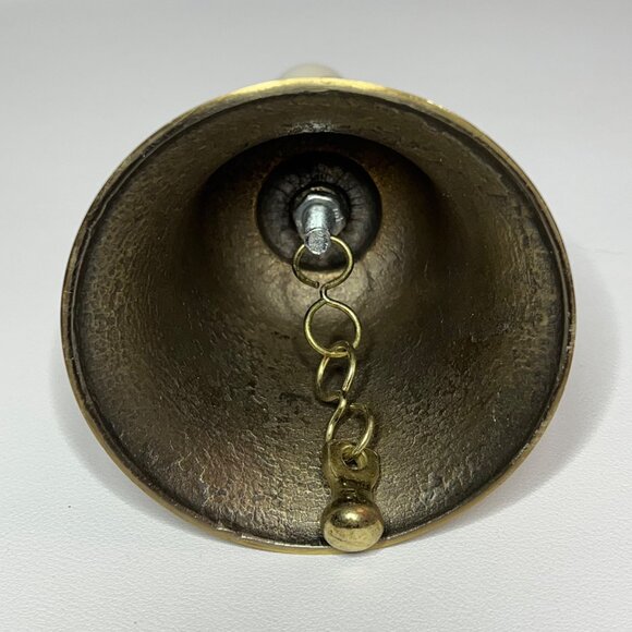 Brass Bell with Porcelain Handle Beautiful Sounding Ring - Picture 6 of 7